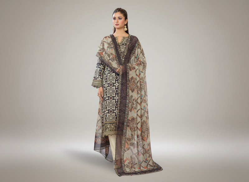 Soni Luxury Lawn 05 – Ensemble brodé 3 pièces pour femme