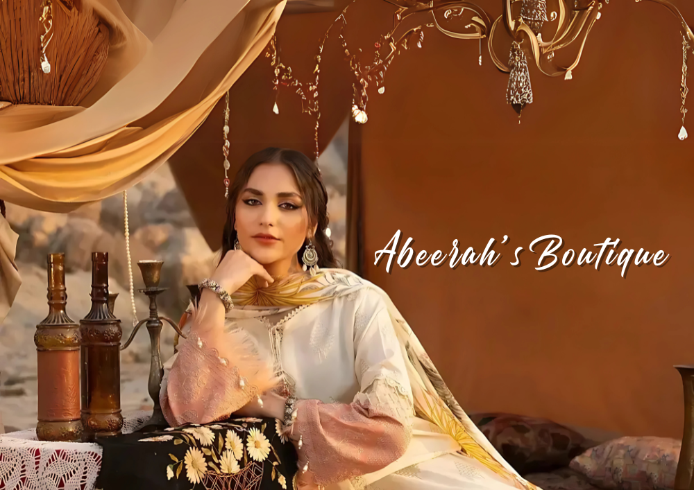 abeerah boutique banner women dressed in pakistanis suit