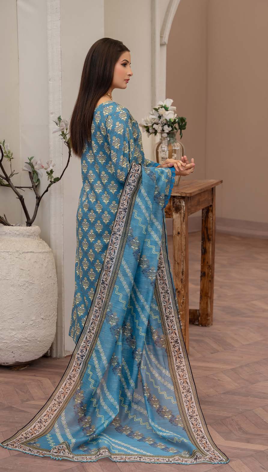 Ensemble Pakistanais Bleu Brodé - Été 2025 Mahnoor