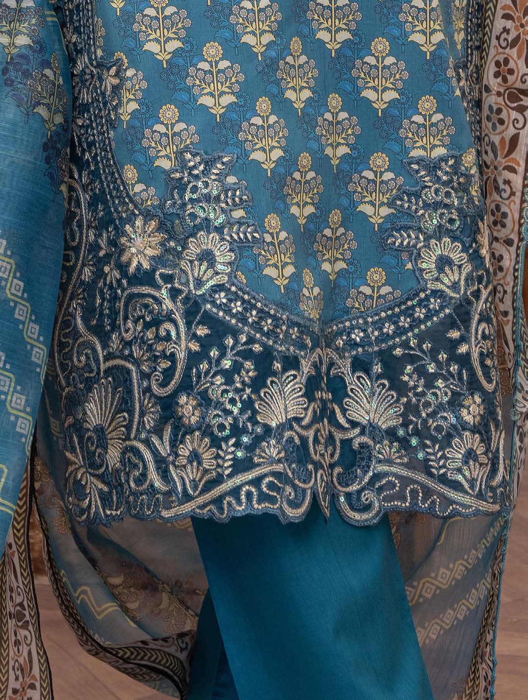 Ensemble Pakistanais Bleu Brodé - Été 2025 Mahnoor