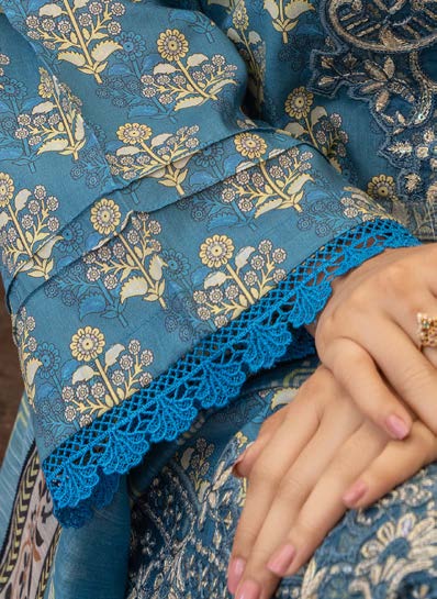 Ensemble Pakistanais Bleu Brodé - Été 2025 Mahnoor