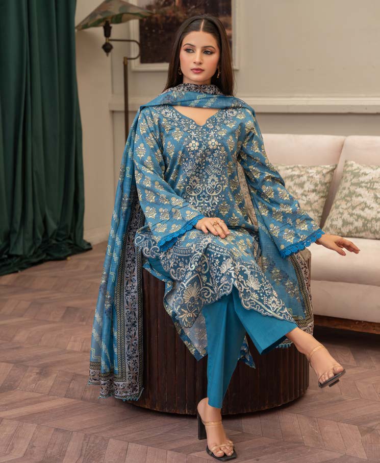 Ensemble Pakistanais Bleu Brodé - Été 2025 Mahnoor