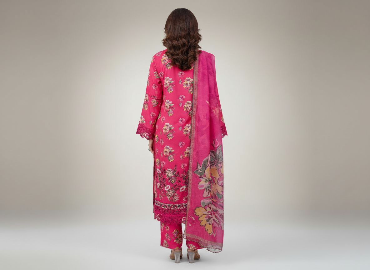 Haya Noor – Ensemble 3 pièces cousu en lin flammé brodé – 02