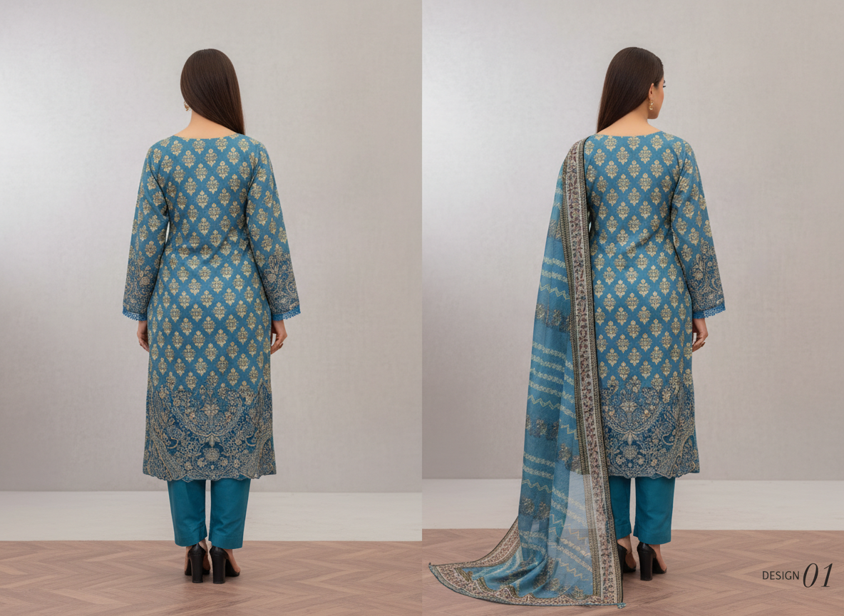 Soni Luxury Lawn 02 – Ensemble brodé 3 pièces pour femme