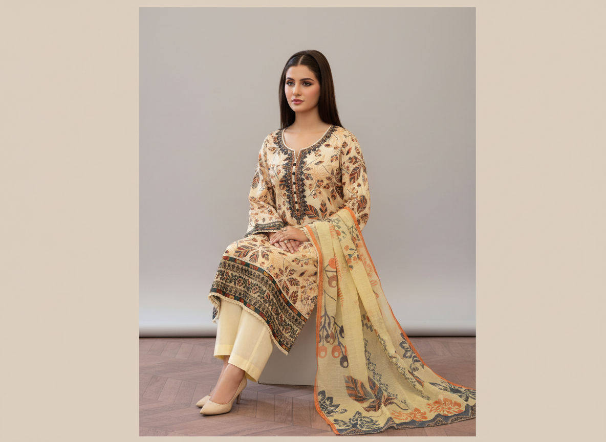 Soni Luxury Lawn 03 – Ensemble brodé 3 pièces pour femme