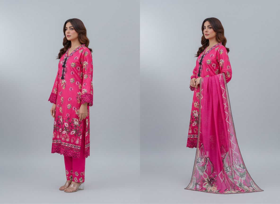 Haya Noor – Ensemble 3 pièces cousu en lin flammé brodé – 02