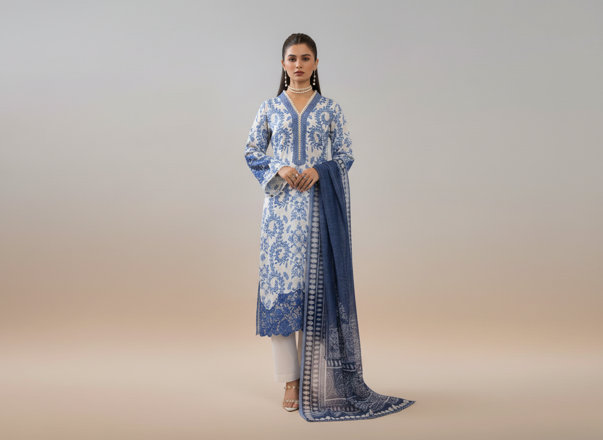 Soni Luxury Lawn 01 – Ensemble brodé 3 pièces pour femme