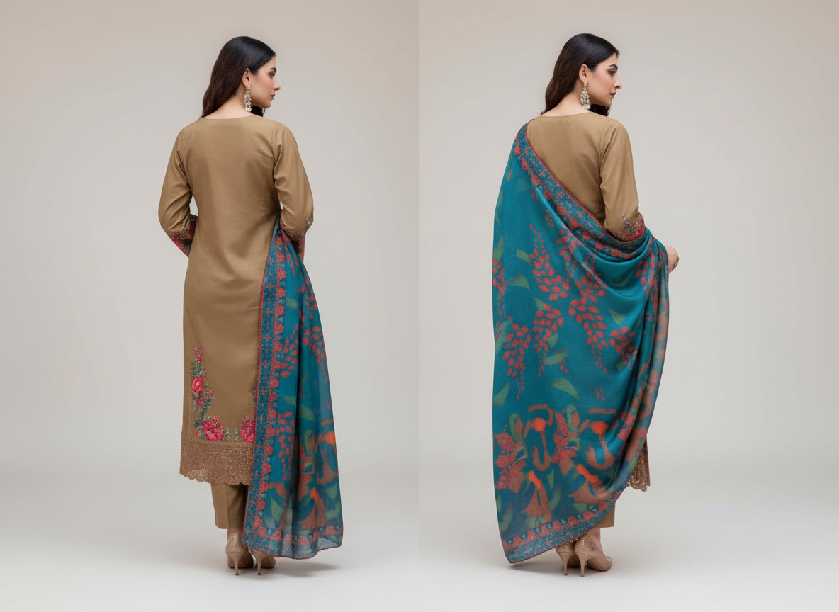 original khaddar soni brown embroidered 3 piece suit original khaddar soni brown embroidered 3 piece suit