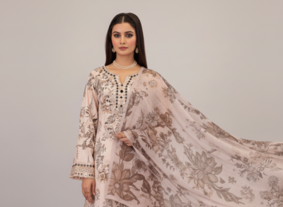 original khaddar soni rose pink embroidered 3 piece suit