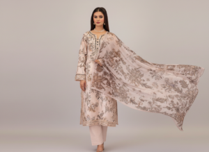 Original Khaddar Soni Rose Pink  Embroidered 3-Piece Suit