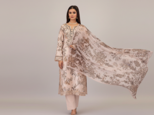 Original Khaddar Soni Rose Pink  Embroidered 3-Piece Suit