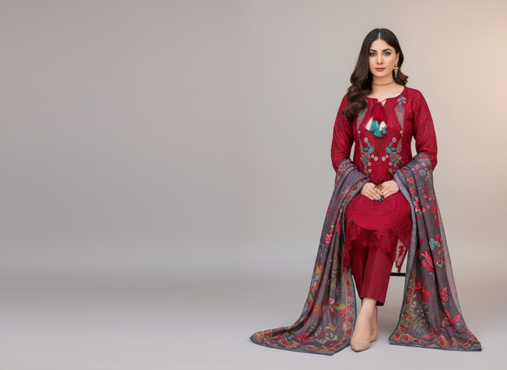 original khaddar soni embroidered 3 piece suit