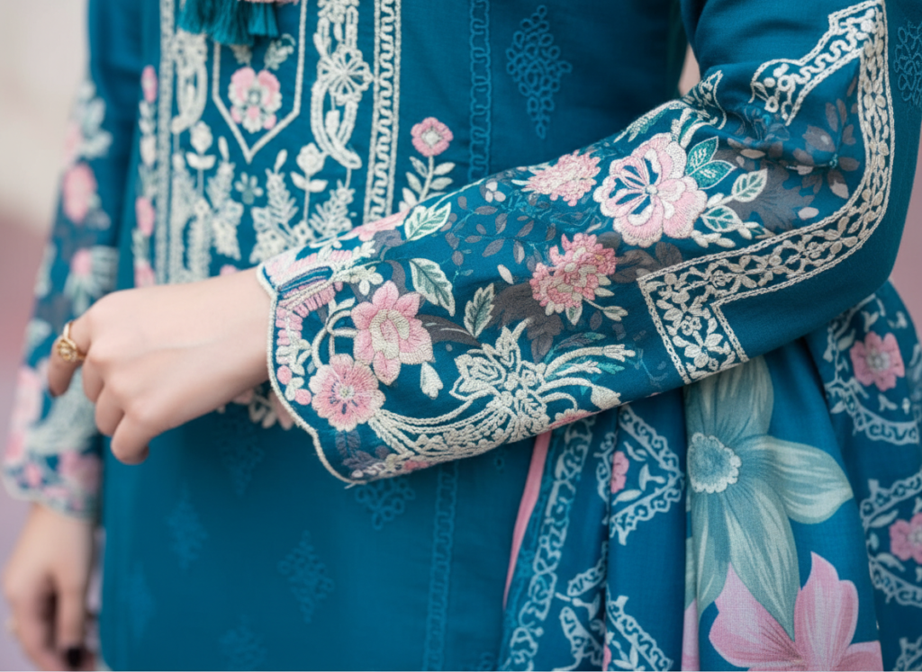 original khaddar soni embroidered 3 piece suit for women