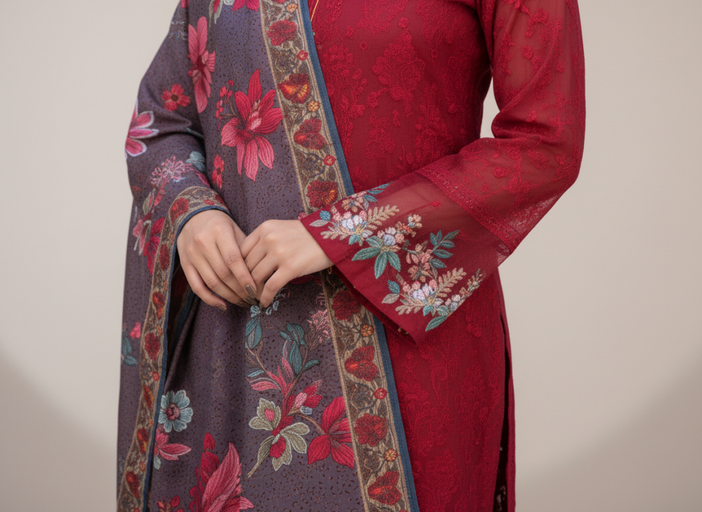 original khaddar soni embroidered 3 piece suit
