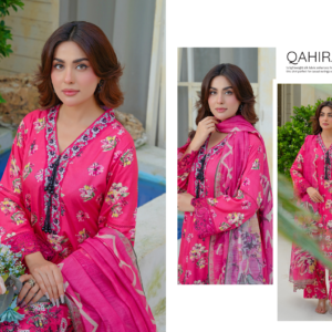 Haya Noor Embroidered Slub Linen stitched 3 Piece Suit -02- Winter Collection