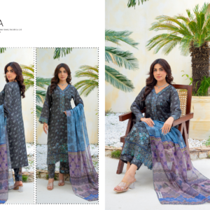 Haya Noor Embroidered Slub Linen stitched 3 Piece Suit -01- Winter Collection