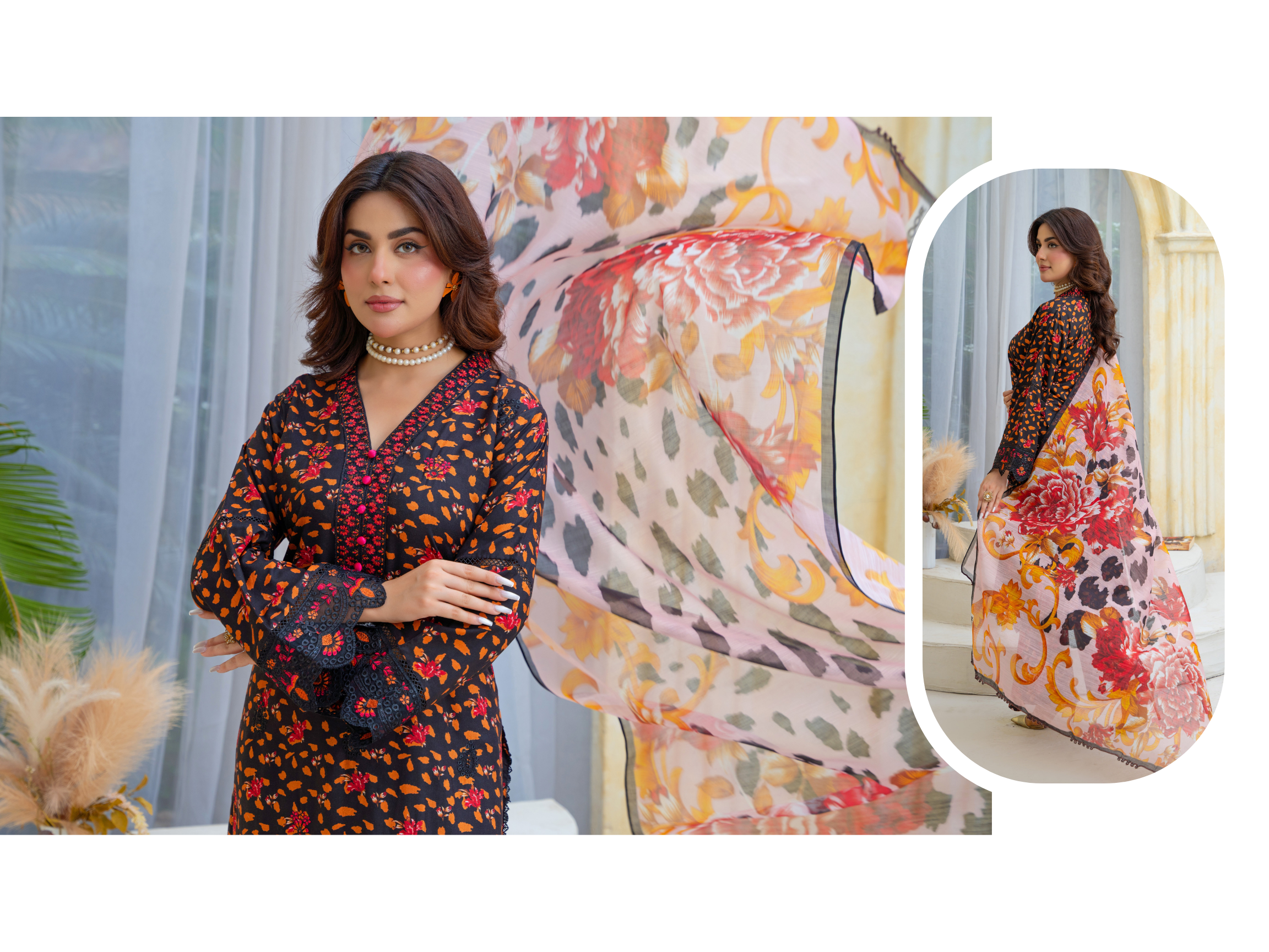 Haya Noor Embroidered Slub Linen stitched 3 Piece Suit -Winter Collection Haya Noor Embroidered Slub Linen stitched 3 Piece Suit -Winter Collection