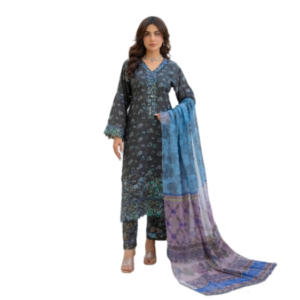 Home Haya Noor Embroidered Slub Linen stitched 3 Piece Suit -01- Winter Collection