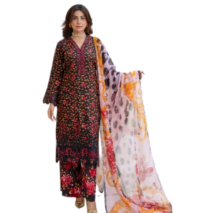 Home Haya Noor Embroidered Slub Linen stitched 3 Piece Suit - 04-Winter Collection