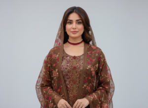 Home haya noor embroidered slub linen stitched 3 piece suit 03 winter collection