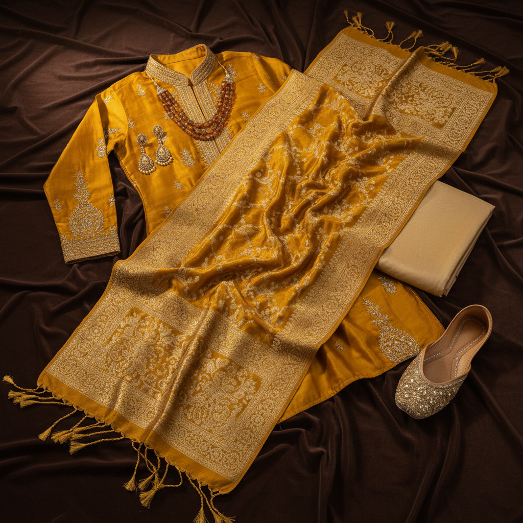 flat lay gold tone winter