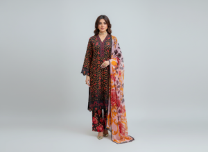 Haya Noor Embroidered Slub Linen stitched 3 Piece Suit - 04