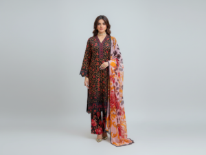 Haya Noor Embroidered Slub Linen stitched 3 Piece Suit – 04
