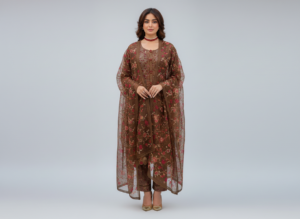 Haya Noor Embroidered Slub Linen stitched 3 Piece Suit - 03