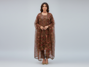 Haya Noor Embroidered Slub Linen stitched 3 Piece Suit – 03