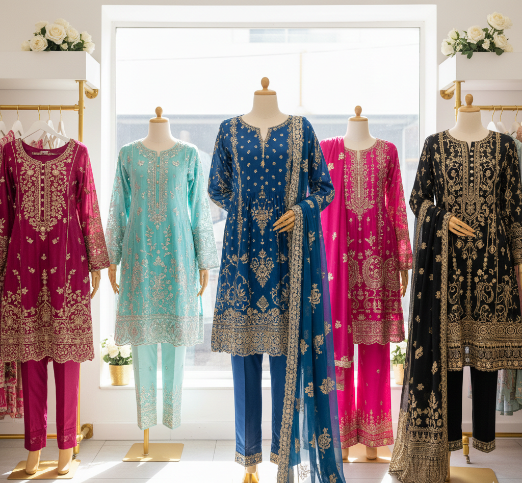 Eid Dresses in France | Ready Made Pakistani Suits – Abeerah Boutique France