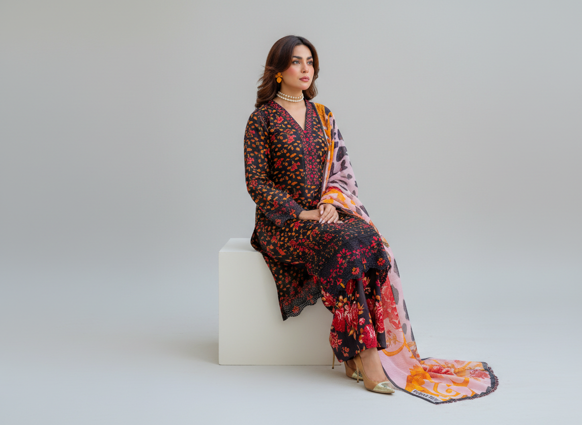 haya noor embroidered slub linen stitched 3 piece suit 04 winter collection